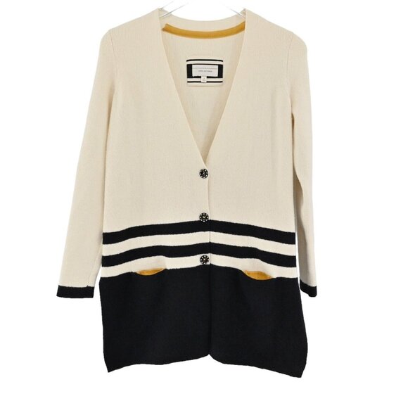 ANTHROPOLOGIE Sweater Womens Size XS ANGEL OF THE NORTH Cardigan Stripe Button - Picture 1 of 13